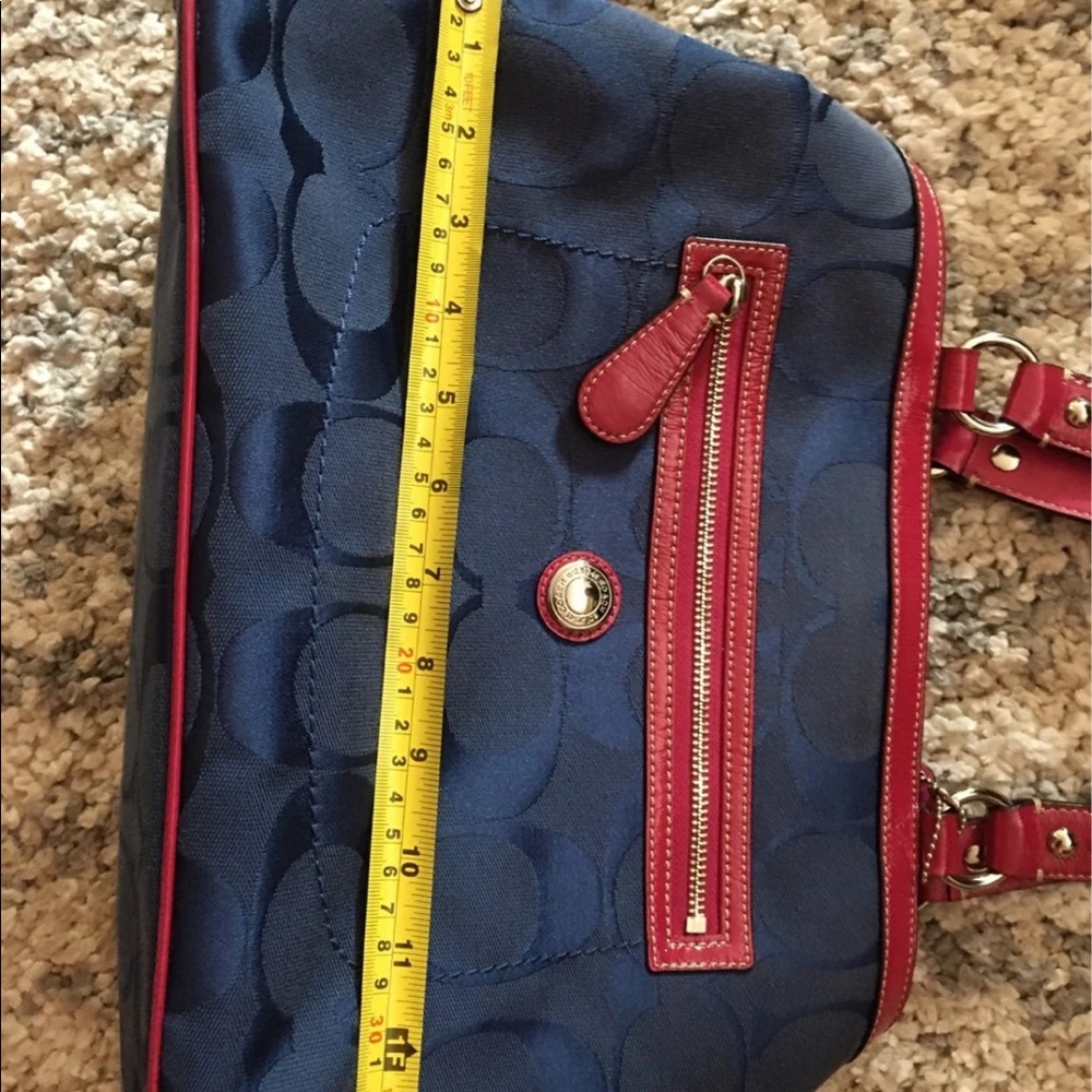 Coach Navy Signature Tote with Hot Pink Trim - Picture 11 of 16